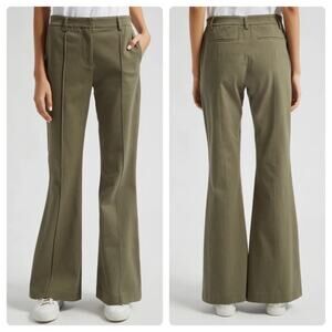 NEW Size 2 ATM Anthony Thomas Melillo Stretch Cotton Twill Flare Leg Pants Green